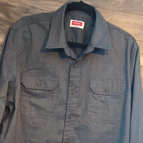 Wrangler Men's Long Sleeve Utility Shirt - Charcoal Gray Melange - Size Large - Picture 4 of 7